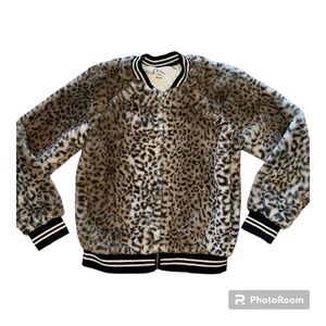 Art Class Faux Fur Leopard Print Jacket L 10/12
